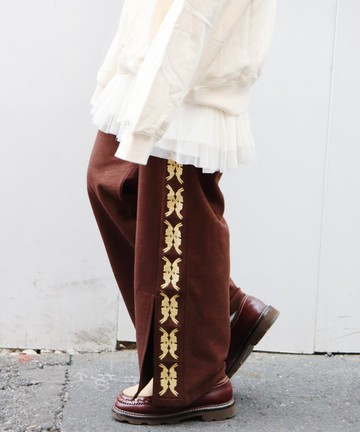 lucky charm motif Jersey line pants -2