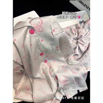臺灣出貨🔥法式高級感HelloKitty睡衣女夏季新款短袖短褲網紅冰絲家居服套裝