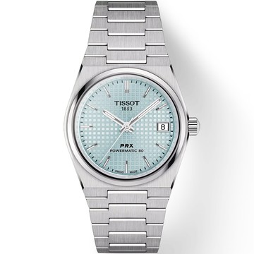 TISSOT 官方授權 PRX系列 70年代復刻機械錶 開學季好禮-冰藍/35mm T1372071135100