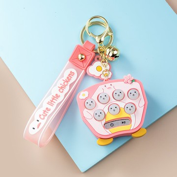 打地鼠游戲機鑰匙扣掛件創意個性汽車鏈匙圈環男女隨身小玩具掛飾