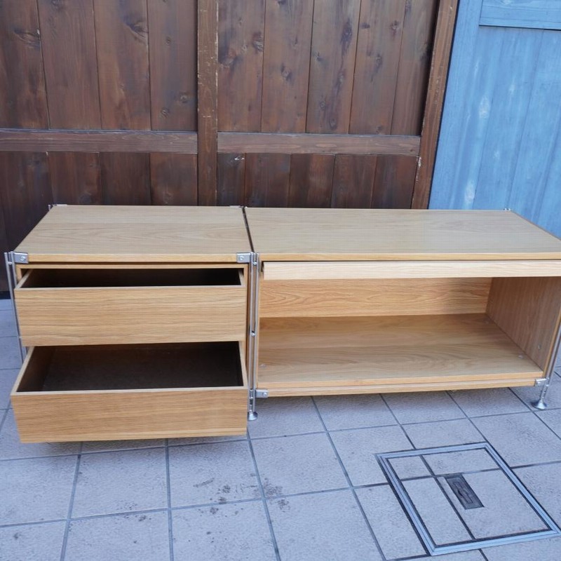 無印良品 MUJI ステンレス オーク材 2連ユニットシェルフ 2段 