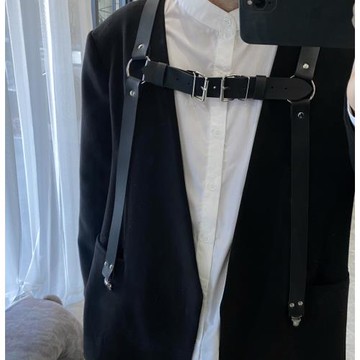 歐美新款暗黑背帶配西裝襯衫腰封裝飾朋克風百搭青年男背帶夾褲夾