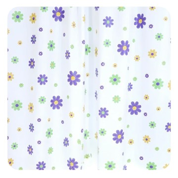 PEVA 加厚防水浴簾 乾濕分離  180 x 180cm  紫色小花 白色 + 紫色  1組