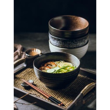 高腳面碗陶瓷湯面碗拉面碗 創意深色碗碗盤餐具 大碼日式碗學生碗