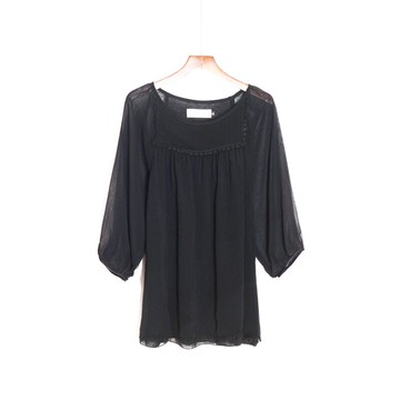 女裝九分袖寬松圓領雙層文藝T恤衫薄款涼快顯瘦