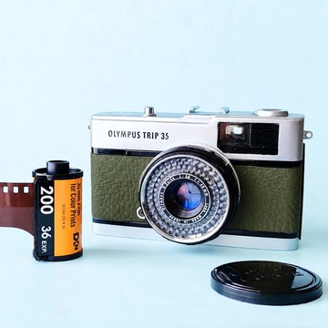 Olympus TRIP 35 底片相機  抹茶綠真皮 整修完成 附底片