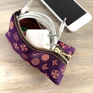 【海洋風】畳緣 錐形 零錢包 迷你小包 紫色 橘色 海洋 帆船