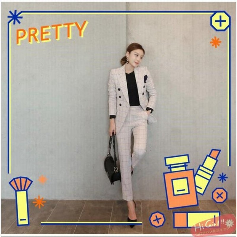 2点セット おしゃれ パンツスーツ 着痩せ レディース チェック柄スーツ ジャケット 長パンツ 代30代40代50代 春秋夏 オフィス ビジネス 通勤 大きいサイズ 通販 Lineポイント最大0 5 Get Lineショッピング