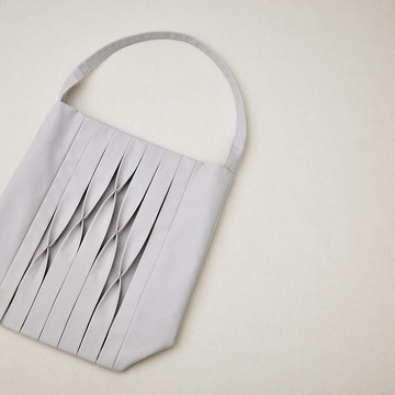 立體打褶 大托特包 / 帆布包 / 手提 側背 / 冷灰