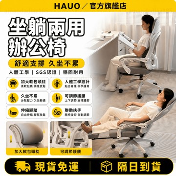HAUO🏆贈記憶腰枕🏆躺椅 網椅 電腦椅 辦公椅 人體工學椅 腰背肩曲線護腰 全景聯動扶手 160°後仰 椅子 沙發椅子