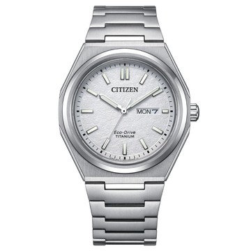 CITIZEN星辰 GENTS系列 Zenshin 超級鈦光動能腕錶/白色 AW0130-85A-39.5mm