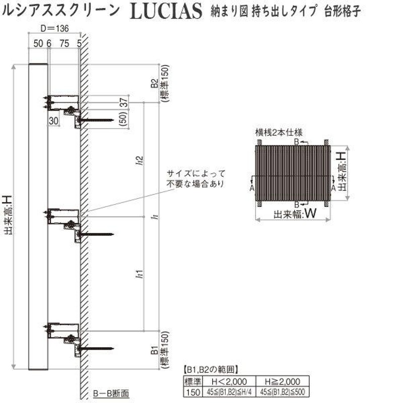 YKKAPウォールエクステリア ルシアススクリーン たて格子 台形格子