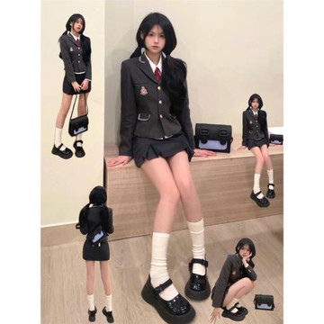 韓國校服JK制服西裝外套百褶裙襯衫迪の士尼圣誕節穿搭學院風套裝