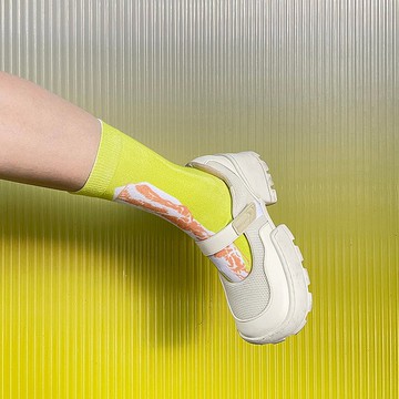 NoMatch不合設計3d印花中性風解構幾何時髦五花肉精梳棉中筒襪