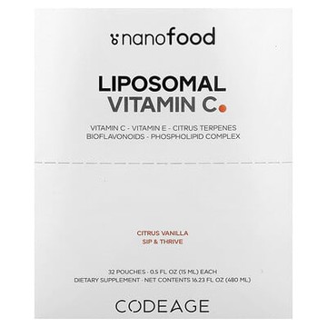Codeage, Nanofood，脂質體維生素 C，柑橘香草味，32 袋，每袋 0.5 液量盎司（15 毫升）