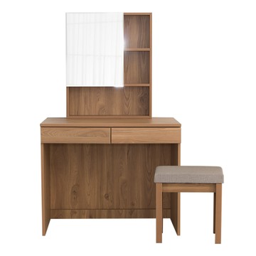 【IDEA】理亞實木收納翻鏡梳妝桌椅/化妝桌椅組 化妝台(加大桌面90CM)