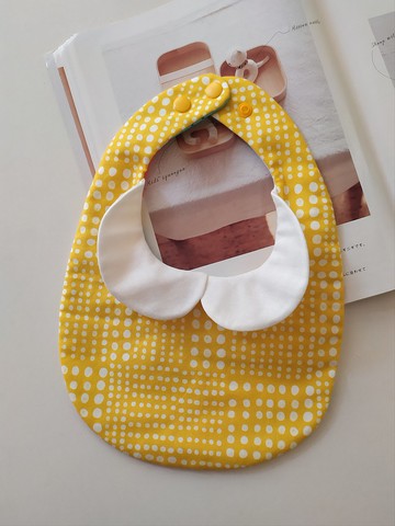 【5日內出貨】領片圍兜 大小白點點 彌月禮物 嬰兒圍兜 雙面圍