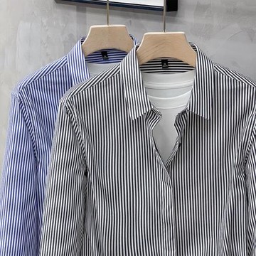 豎條紋襯衫男修身免燙抗皺寸衫男士商務休閑職業裝男士襯衣長袖