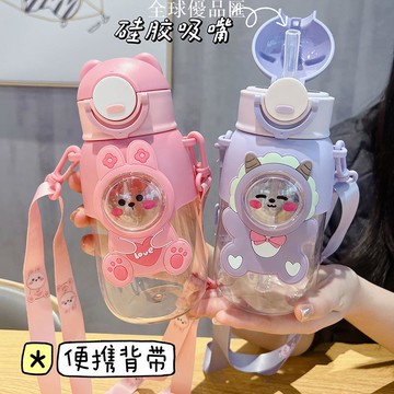 【全球優品匯】卡通吸管塑料杯小學生便攜兒童杯子夏季高顏值大容量水杯禮品