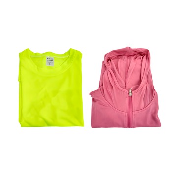 MI MI LEO 台灣製 機能防曬2件組 防曬外套 + 路跑螢光T恤  XL  粉桃色 + 螢光黃  1組