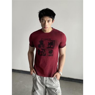 DAY NY美式做舊正肩boxy短袖t恤男女休閑街頭痞帥正肩上衣tee潮牌