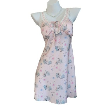 現貨+預購 細肩帶絲質居家睡衣裙套裝無袖緞面上衣女絲綢洋裝冰絲背心-可愛蕾絲2色74kl2【獨家進口】【米蘭精品】