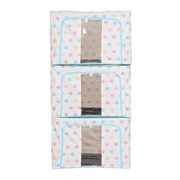 樂嫚妮 66L牛津布換季衣物收納箱/折疊收納箱-3入-藍