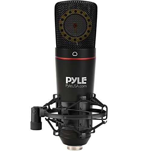 Pyle Large Diaphragm Cardioid Condenser XLR Microphone Kit Big Capsule 34mm Pro Audio Mic Audio Cardioid Condenser Studio Mic, Shock Mo 並行輸入品