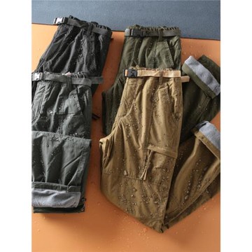 冬季新品 防風防水戶外加絨軟殼褲男士直筒多口袋工裝休閑褲長褲