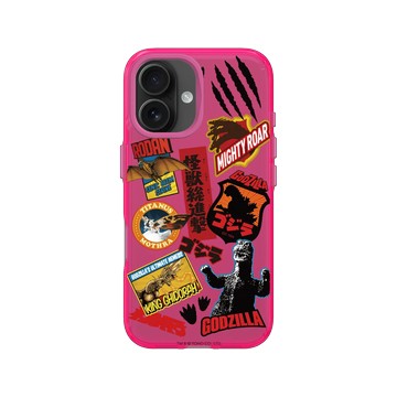iPhone 16 Clear 粉漾桃 - 哥吉拉 Godzilla - 多彩怪獸圖鑑