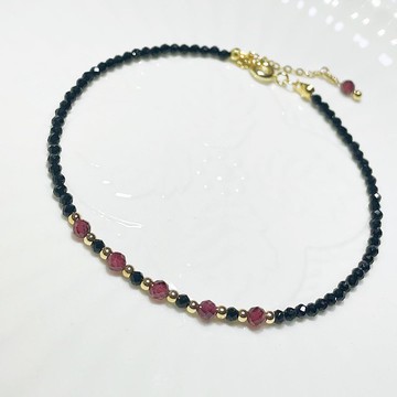 14K包金 石榴石 尖晶石 天然水晶 極細 極簡 客製化 手鏈