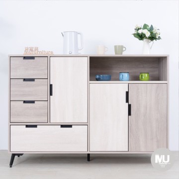 沐家具 mufurniture Sugden 淺灰橡木5尺餐櫃/廚房/餐廳/收納