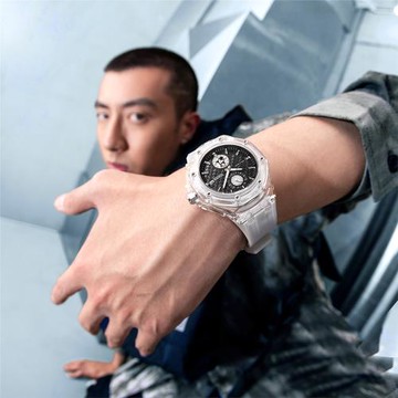 馬克華菲手表鏤空款石英透明水晶殼男全自動潮流防水夜光男士腕表