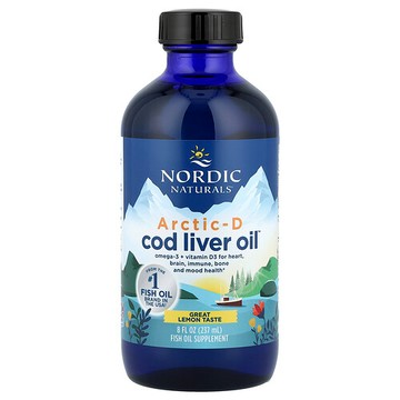 Nordic Naturals, Arctic-D 鱈魚肝油™，檸檬味，8 液量盎司（237 毫升）