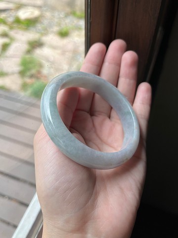 丨含苞丨糯種椿帶彩翡翠手鐲 圈口59 緬甸玉A貨