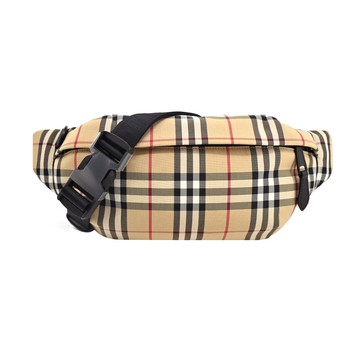 BURBERRY  Vintage 格紋拉鍊腰包(卡其)