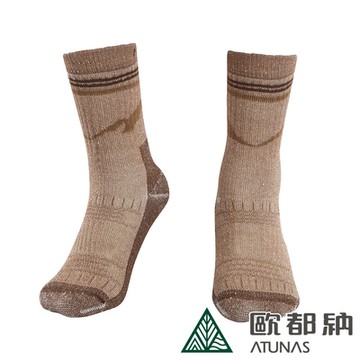 【ATUNAS 歐都納】中筒登山厚底羊毛襪A1ASGZ05N栗子棕/厚底登山襪/毛巾襪/台灣製