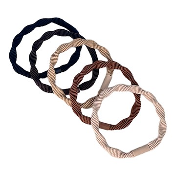 SCHÖN基本款螺旋皮筋組-5入  簡約時尚髮圈  多色髮飾組合  1入  黑色  深咖  棕色  卡其  米色