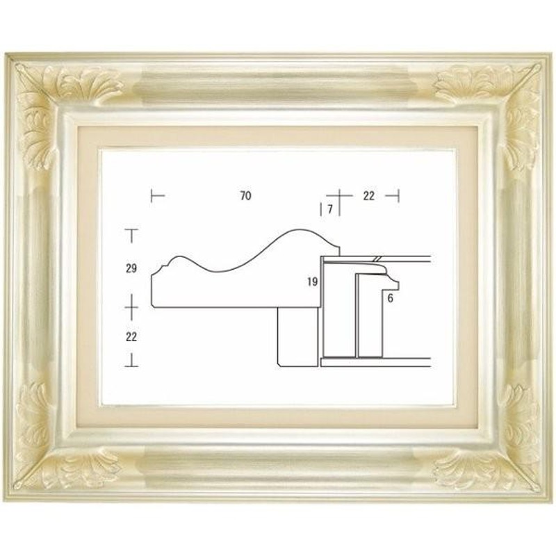 額縁 油彩額縁 油絵額縁 木製フレーム アカンサスW シルバー サイズM10