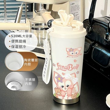 ✨臺灣出貨✨【光一】可愛小熊保溫杯大容量水杯女生咖啡杯兒童學生雙飲吸管車載