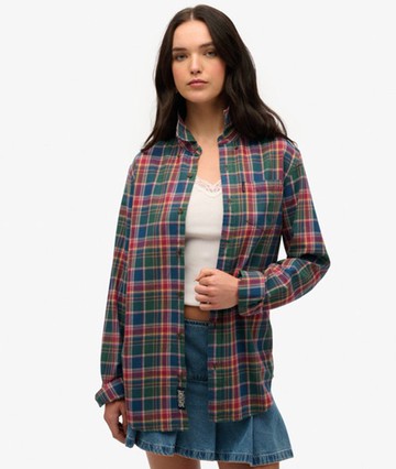 Superdry Men's Oversized Vintage Check Shirt Green Size: XL