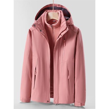 沖鋒衣男女外套三合一可拆卸兩件套秋冬季加絨加厚潮牌防水登山服