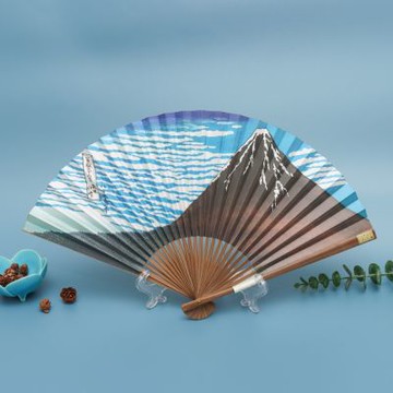 京都唐木浮世繪和紙扇子-葛氏北齋-赤富士