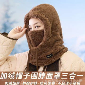 桃園出貨🔥保暖帽子冬季套頭帽男騎行防風寒帽子護耳圍脖口罩連體毛絨帽新品