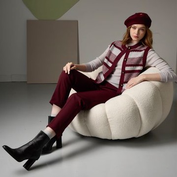 【Just J’S Miss】酒紅高腰修身直筒長褲 J24W1334