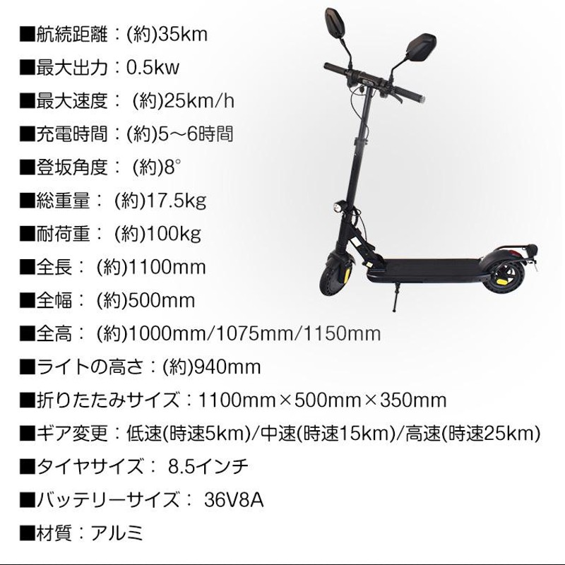 電動キックボード 公道 仕様 走行可 免許 保安部品標準装備 スクーター