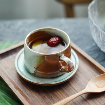 藝隆軒創意手工陶瓷咖啡杯碟歐式個性窯變杯卡布奇諾復古咖啡杯碟