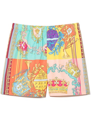 Versace Kids - mix-print elasticated swim shorts - kids - Polyester/Polyamide/Spandex/Elastane - 14 - Yellow