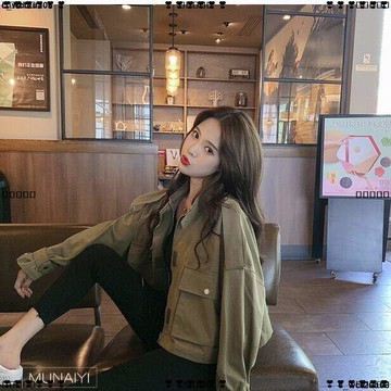 超實惠 八 韓版女外套 工裝外套春秋韓版寬松女學生新款潮薄款休閑復古港味短風衣