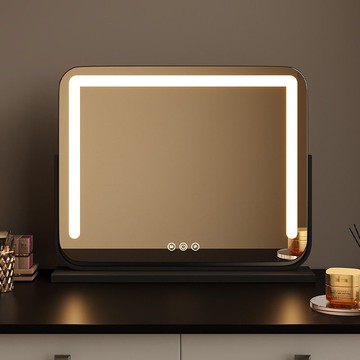 公司貨附發票 化妝鏡子帶燈臺式桌面led智能鏡家用大號可旋轉智能帶燈梳妝臺鏡 最低價 快速出貨